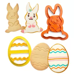 Set 2 tagliapasta coniglio e uovo decorato in plastica - Decora 2