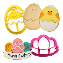 Set 2 tagliapasta pulcino e uova con festone in plastica - Decora 2