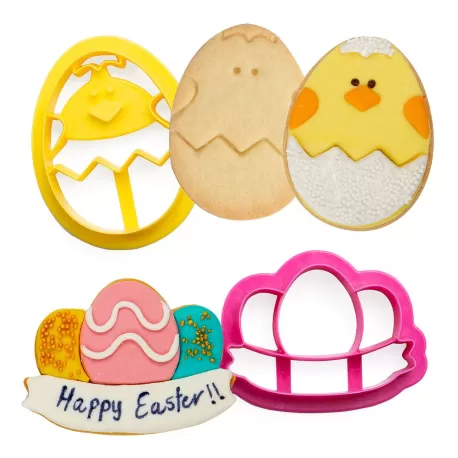 Set 2 tagliapasta pulcino e uova con festone in plastica - Decora