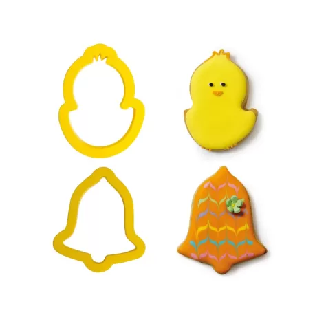 Set 2 tagliapasta pulcino e campana 8/9xh 2,2 cm in plastica - Decora