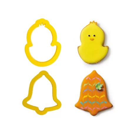 Set 2 tagliapasta pulcino e campana 8/9xh 2,2 cm in plastica - Decora
