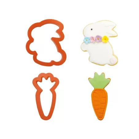 Set 2 tagliapasta coniglio e carota 8xh 2,2 cm in plastica - Decora
