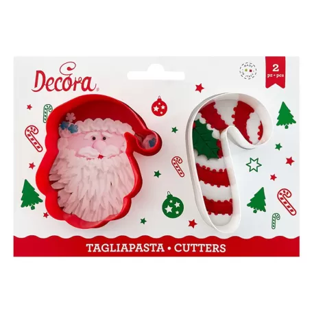 Set 2 tagliapasta babbo natale e candy cane - Decora