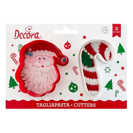 Set 2 tagliapasta babbo natale e candy cane - Decora