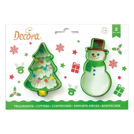 Set 2 tagliapasta albero natale e pupazzo neve - Decora