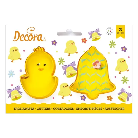 Set 2 tagliapasta pulcino e campana 8/9xh 2,2 cm in plastica - Decora