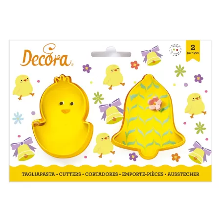 Set 2 tagliapasta pulcino e campana 8/9xh 2,2 cm in plastica - Decora
