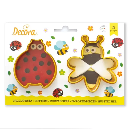 Set 2 tagliapasta coccinella e ape in plastica - Decora