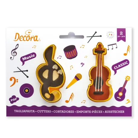 Set 2 tagliapasta chiave di sol e violino in plastica - Decora