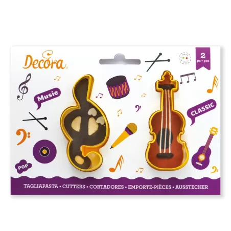 Set 2 tagliapasta chiave di sol e violino in plastica - Decora