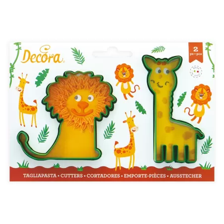 Set 2 tagliapasta giraffa e leone in plastica - Decora