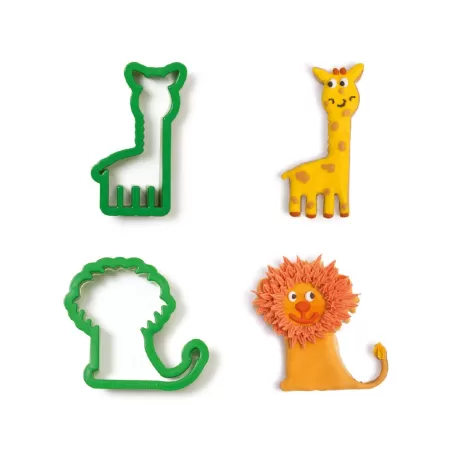 Set 2 tagliapasta giraffa e leone in plastica - Decora