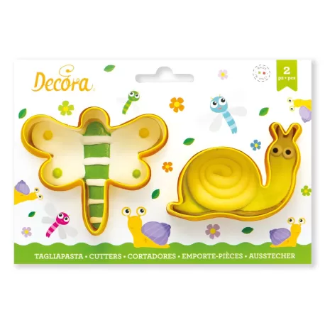 Set 2 tagliapasta libellula e lumaca in plastica - Decora