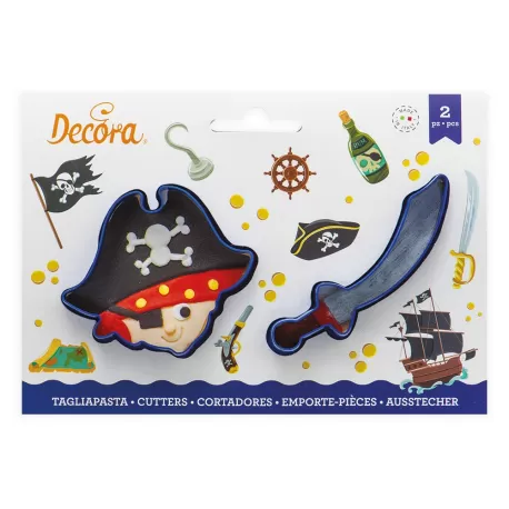 Set 2 tagliapasta pirata e sciabola in plastica - Decora