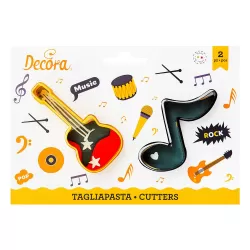 Set 2 tagliapasta nota e chitarra in plastica - Decora