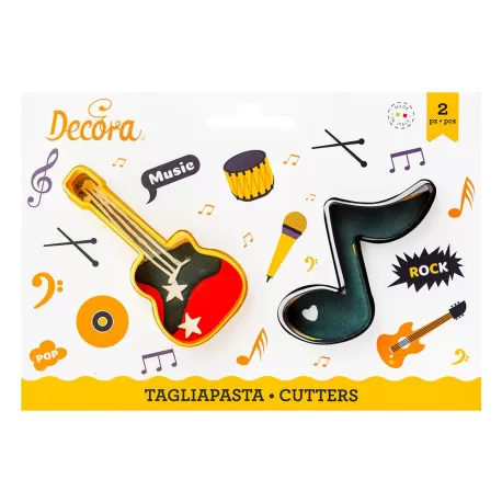 Set 2 tagliapasta nota e chitarra in plastica - Decora