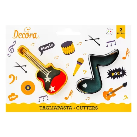 Set 2 tagliapasta nota e chitarra in plastica - Decora