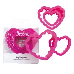 Set 4 tagliapasta cuore festonato 4 5 6 8 h 2,2 cm - Decora
