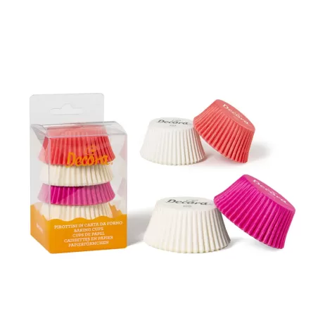 Cf 75 pirottini bianco rosa fucsia 50x32 mm - Decora