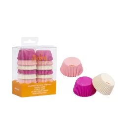 Cf 200 pirottini mini muffin bianco rosa fucsia 32x22 mm - Decora