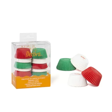 Cf 200 pirottini mini muffin bianco rosso verde 32x22 mm - Decora