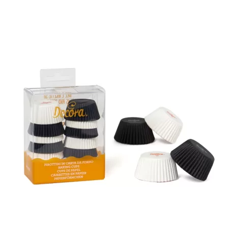 Cf 200 pirottini mini muffin bianco nero 32x22 mm - Decora