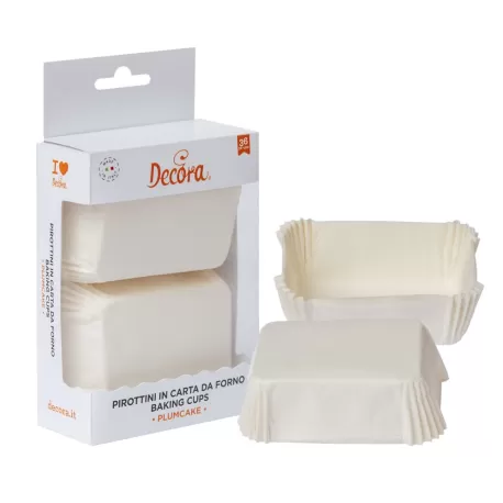 Cf 36 pirottini plum cake 80x50x32 mm bianco - Decora