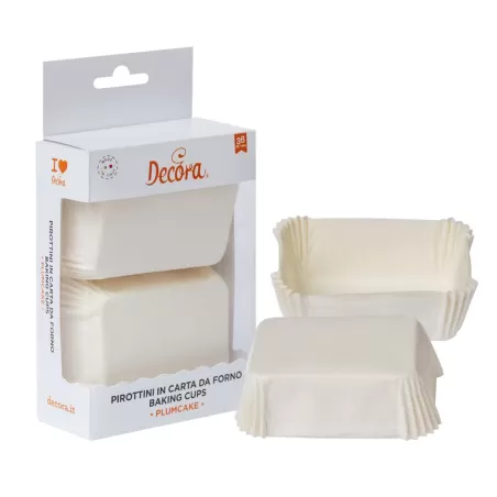 Cf 36 pirottini plum cake 80x50x32 mm bianco - Decora