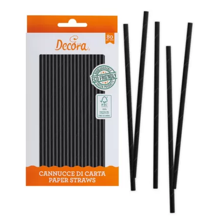 Cf 80 cannucce nero Ø 6x210 mm in carta bio - Decora
