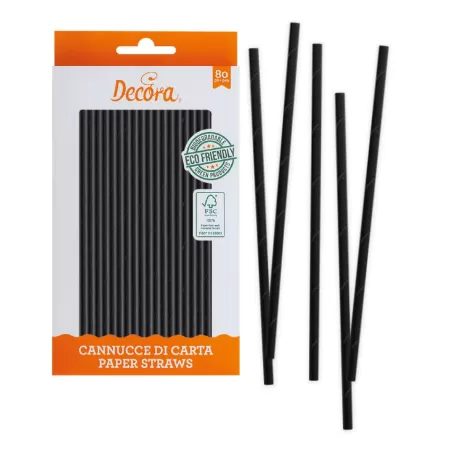 Cf 80 cannucce nero Ø 6x210 mm in carta bio - Decora