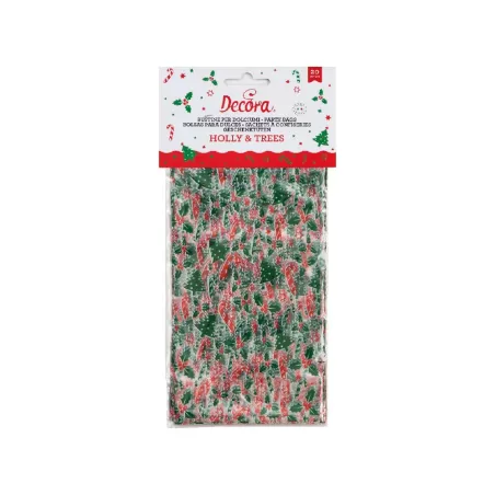 Cf 20 sacchetti 12,5+3x24 cm holly & trees - Decora