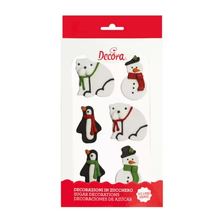 Cf 6 pupazzo neve e orso in zucchero - Decora