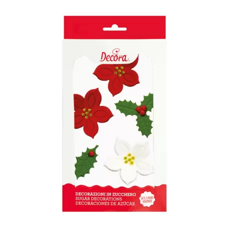 Cf 7 stella di natale e agrifoglio in zucchero - Decora