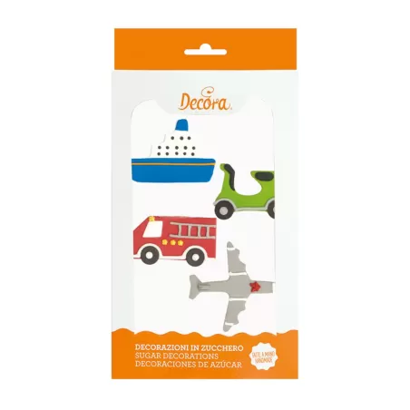 Cf 4 decorazioni in zucchero mezzi di trasporto - Decora