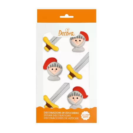 Cf 6 decorazioni cavalieri in zucchero - Decora