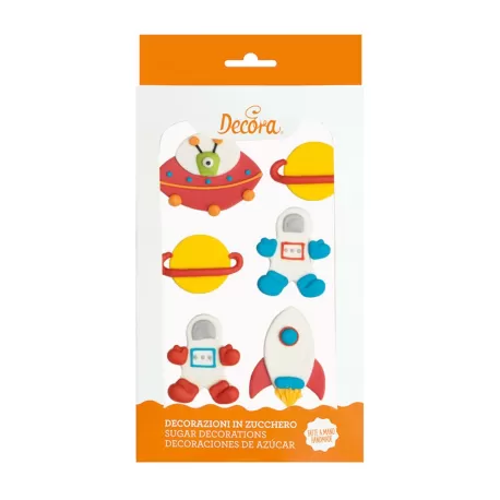 Cf 6 decorazioni space in zucchero - Decora