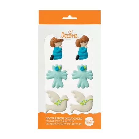 Kit 6 decorazioni in zucchero prima comunione blue - Decora