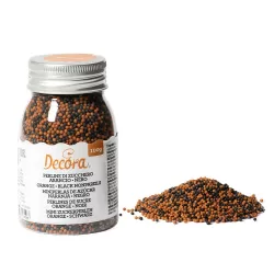 Cf 100 g perline in zucchero arancio e nero - Decora