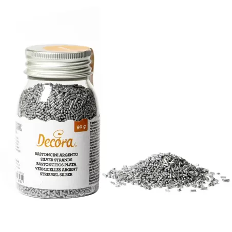 Cf 90 g bastoncini argentati in zucchero - Decora