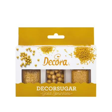 Set 85 g perle e bastoncini dorati in zucchero - Decora