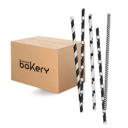 Cf 480 cannucce black&white Ø 6x210 mm in carta bio - Decora