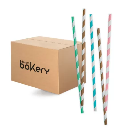 Cf 480 cannucce stripes Ø 6x210 mm in carta bio - Decora