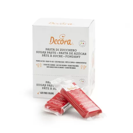 Pasta di zucchero rossa 100 g - Decora