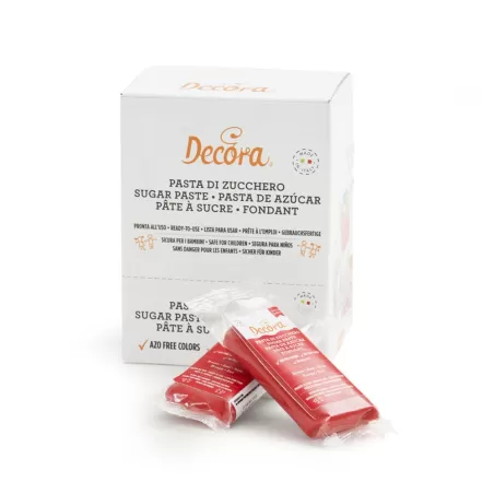Pasta di zucchero rossa 100 g - Decora