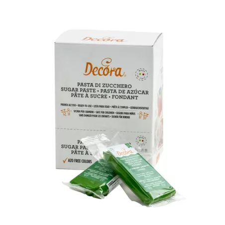 Pasta di zucchero verde foglia 100 g - Decora