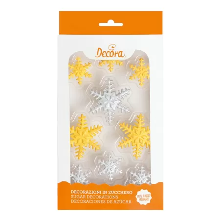 Cf 9 decorazioni gold&silver snowflakes in zucchero - Decora