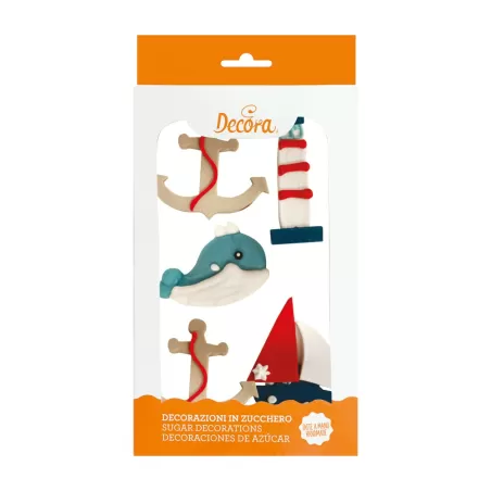 Cf 5 decorazioni sea sailing in zucchero - Decora