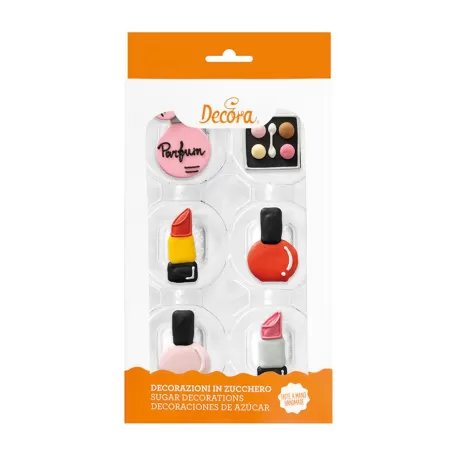 Cf 6 decorazioni make up in zucchero - Decora