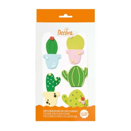 Cf 5 decorazioni in zucchero cactus - Decora