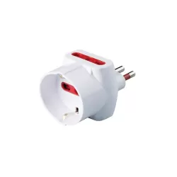 Adattatore triplo spina 10 amper 2 presa bipasso 10-16 amper e 1 presa schuko bianco